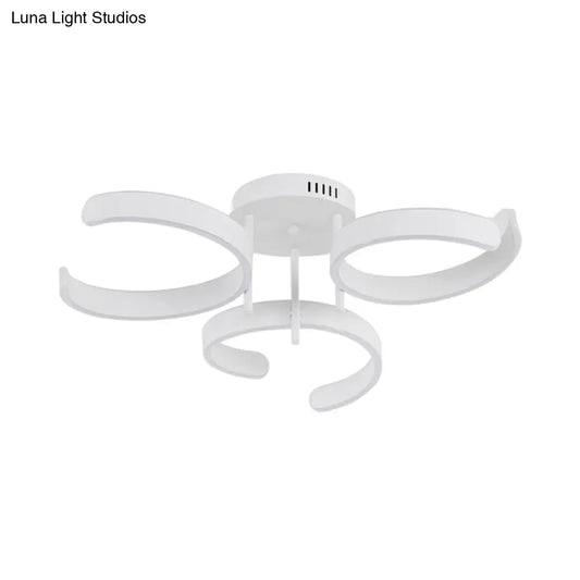 DecorBites™ DecorBites™ Simple White LED Ceiling Lamp - Acrylic Curve Design - Bedroom Lighting with Warm/White Light