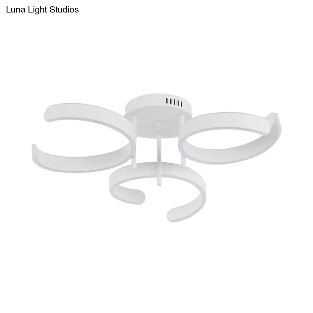 DecorBites™ DecorBites™ Simple White LED Ceiling Lamp - Acrylic Curve Design - Bedroom Lighting with Warm/White Light