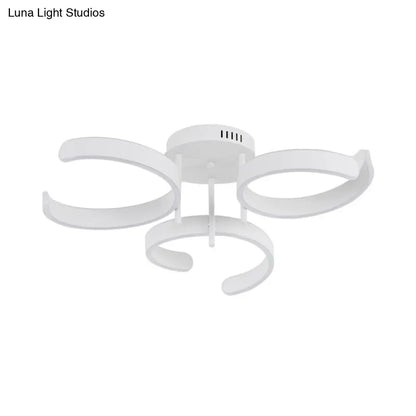 DecorBites™ DecorBites™ Simple White LED Ceiling Lamp - Acrylic Curve Design - Bedroom Lighting with Warm/White Light