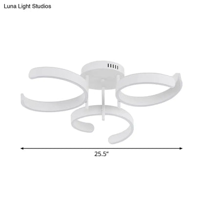 DecorBites™ DecorBites™ Simple White LED Ceiling Lamp - Acrylic Curve Design - Bedroom Lighting with Warm/White Light