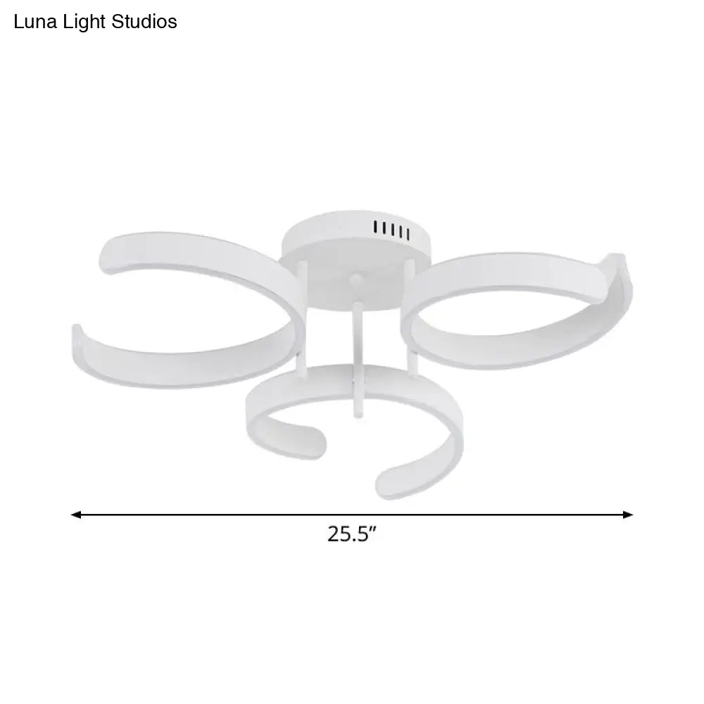DecorBites™ DecorBites™ Simple White LED Ceiling Lamp - Acrylic Curve Design - Bedroom Lighting with Warm/White Light