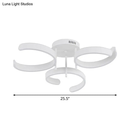 DecorBites™ DecorBites™ Simple White LED Ceiling Lamp - Acrylic Curve Design - Bedroom Lighting with Warm/White Light