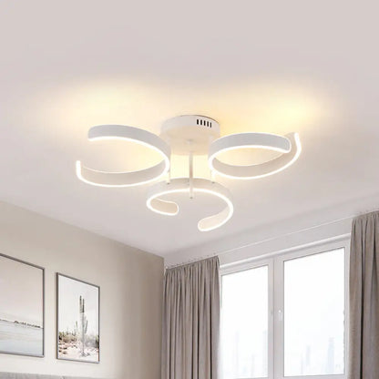 DecorBites™ DecorBites™ Simple White LED Ceiling Lamp - Acrylic Curve Design - Bedroom Lighting with Warm/White Light