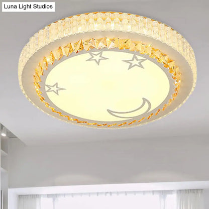 DecorBites™ DecorBites™ Simple White LED Crystal Flush Mount Lamp - Star/Flower Design | Close to Ceiling Light Fixture for Bedroom