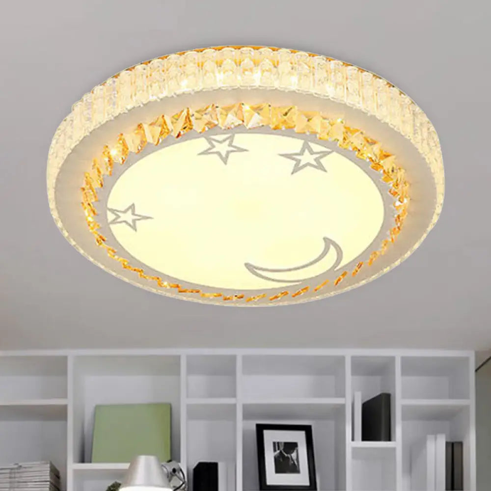 DecorBites™ DecorBites™ Simple White LED Crystal Flush Mount Lamp - Star/Flower Design | Close to Ceiling Light Fixture for Bedroom