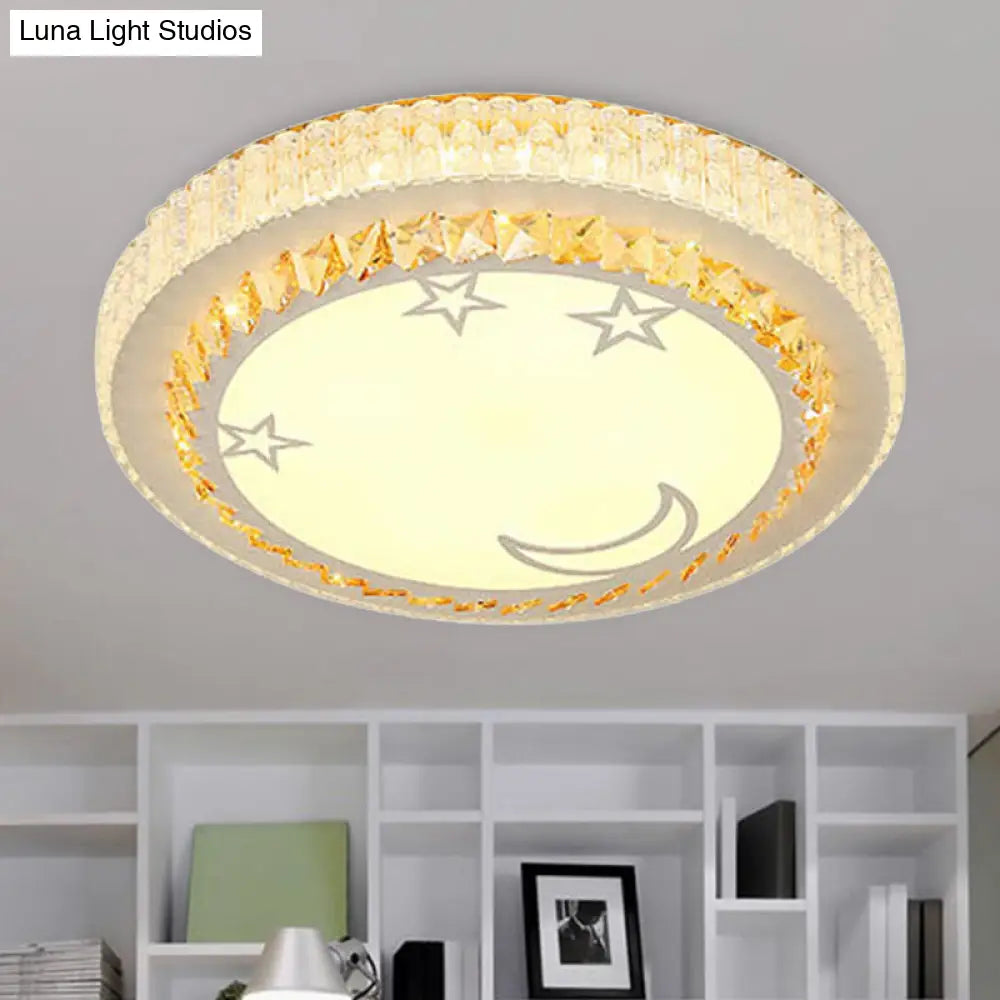 DecorBites™ DecorBites™ Simple White LED Crystal Flush Mount Lamp - Star/Flower Design | Close to Ceiling Light Fixture for Bedroom