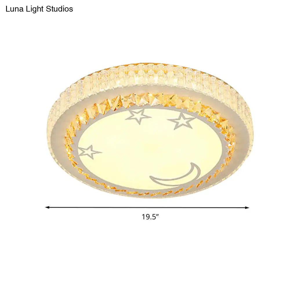 DecorBites™ DecorBites™ Simple White LED Crystal Flush Mount Lamp - Star/Flower Design | Close to Ceiling Light Fixture for Bedroom