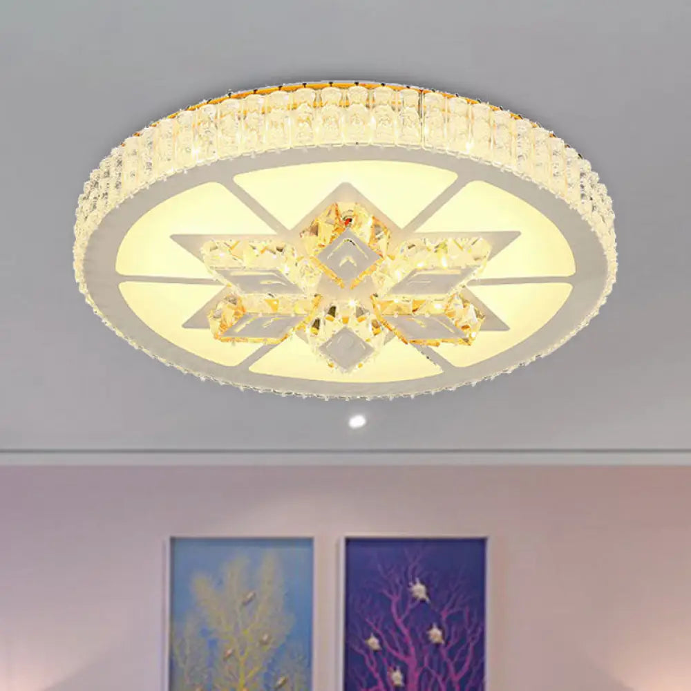 DecorBites™ DecorBites™ Simple White LED Crystal Flush Mount Lamp - Star/Flower Design | Close to Ceiling Light Fixture for Bedroom