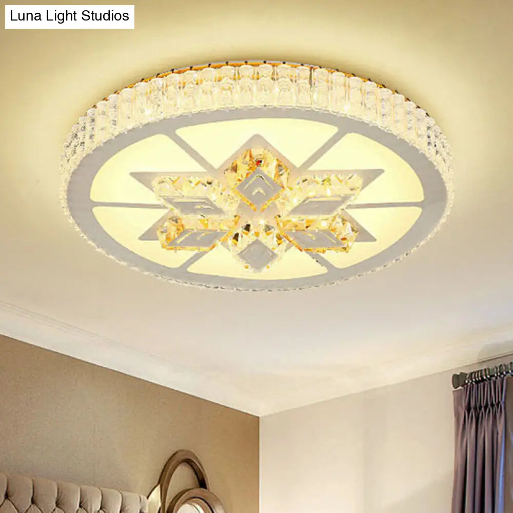DecorBites™ DecorBites™ Simple White LED Crystal Flush Mount Lamp - Star/Flower Design | Close to Ceiling Light Fixture for Bedroom