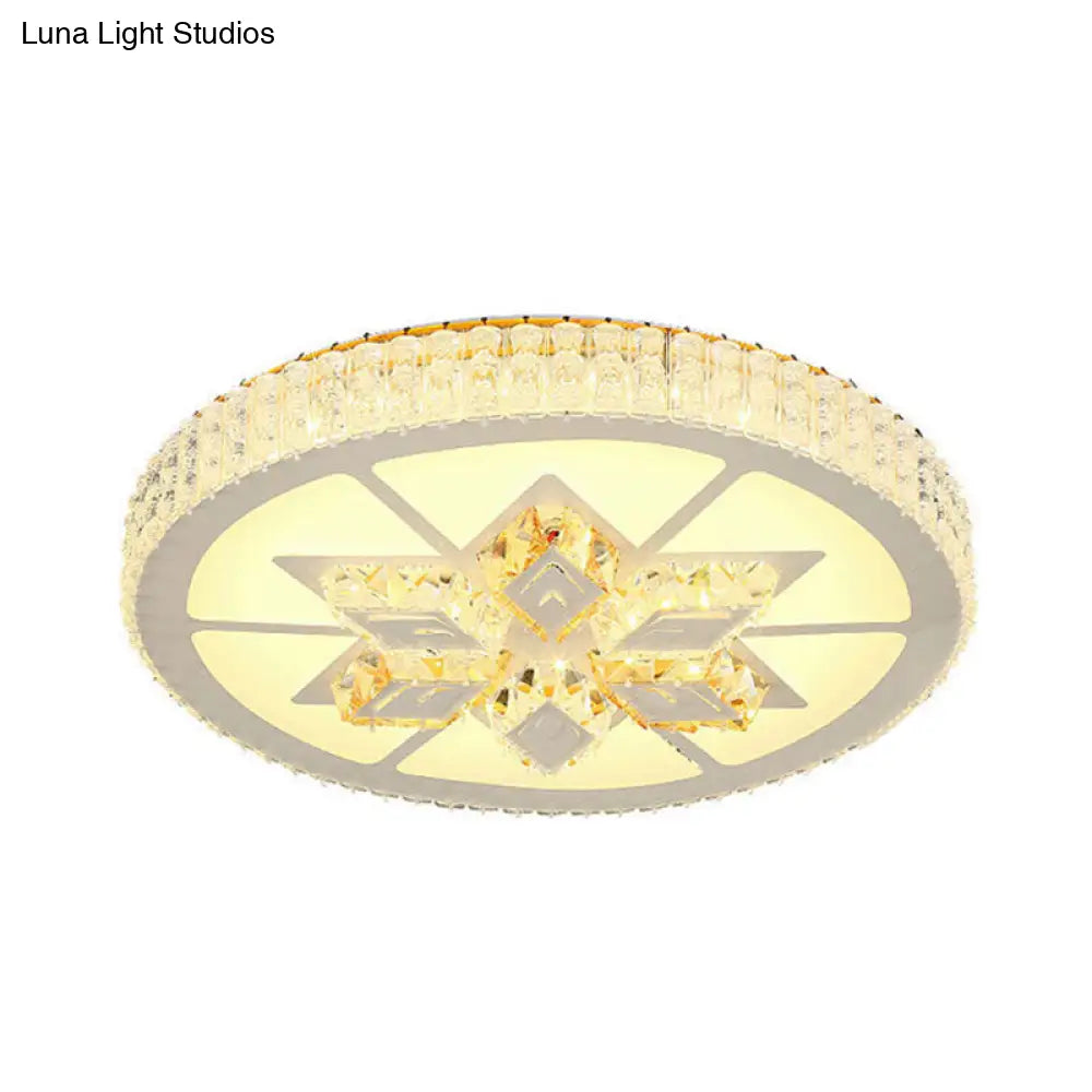 DecorBites™ DecorBites™ Simple White LED Crystal Flush Mount Lamp - Star/Flower Design | Close to Ceiling Light Fixture for Bedroom