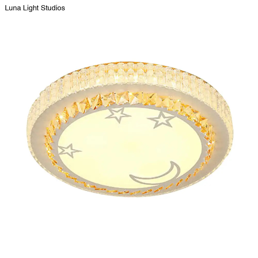 DecorBites™ DecorBites™ Simple White LED Crystal Flush Mount Lamp - Star/Flower Design | Close to Ceiling Light Fixture for Bedroom