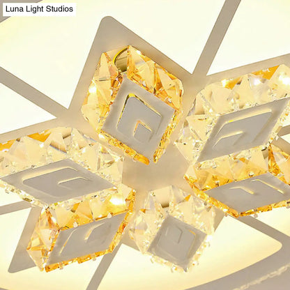 DecorBites™ DecorBites™ Simple White LED Crystal Flush Mount Lamp - Star/Flower Design | Close to Ceiling Light Fixture for Bedroom