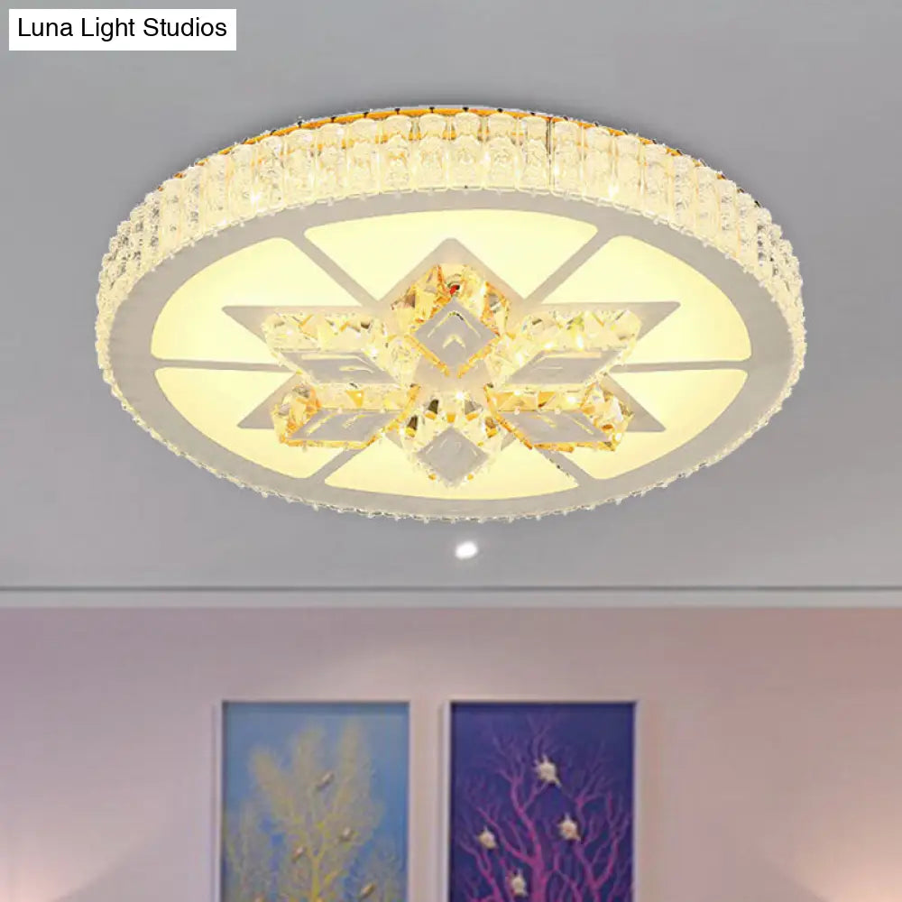 DecorBites™ DecorBites™ Simple White LED Crystal Flush Mount Lamp - Star/Flower Design | Close to Ceiling Light Fixture for Bedroom