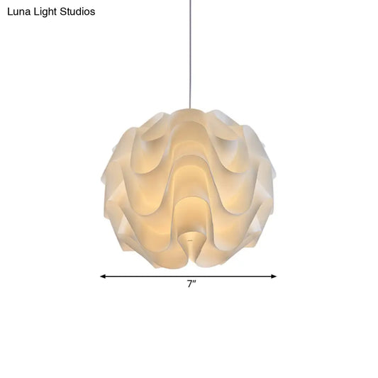 Simplicity Acrylic Single Light White Drop Pendant - Meringue Hanging Ceiling Light, 7"/9"/12" Wide