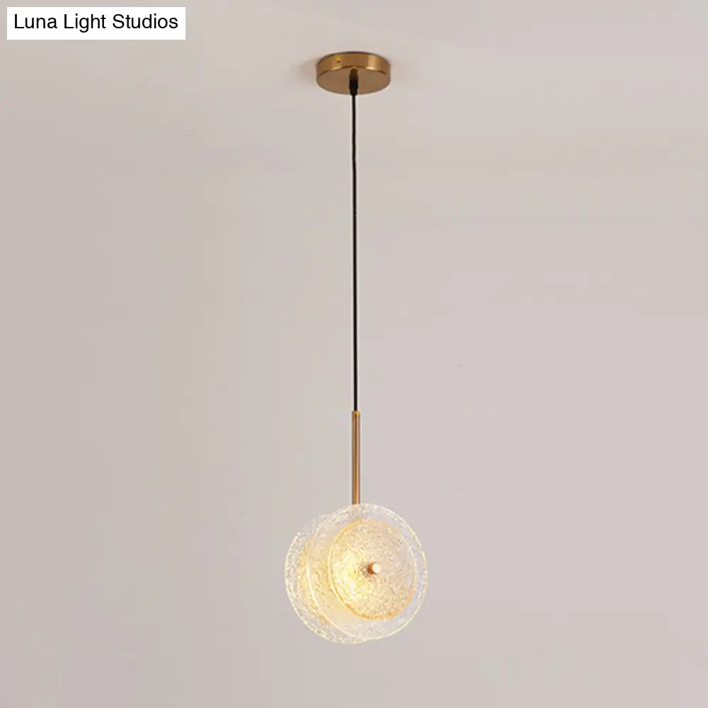 Simplicity Brass Plated Crystal Glass LED Pendant Light for Diners