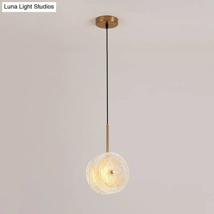 Simplicity Brass Plated Crystal Glass LED Pendant Light for Diners