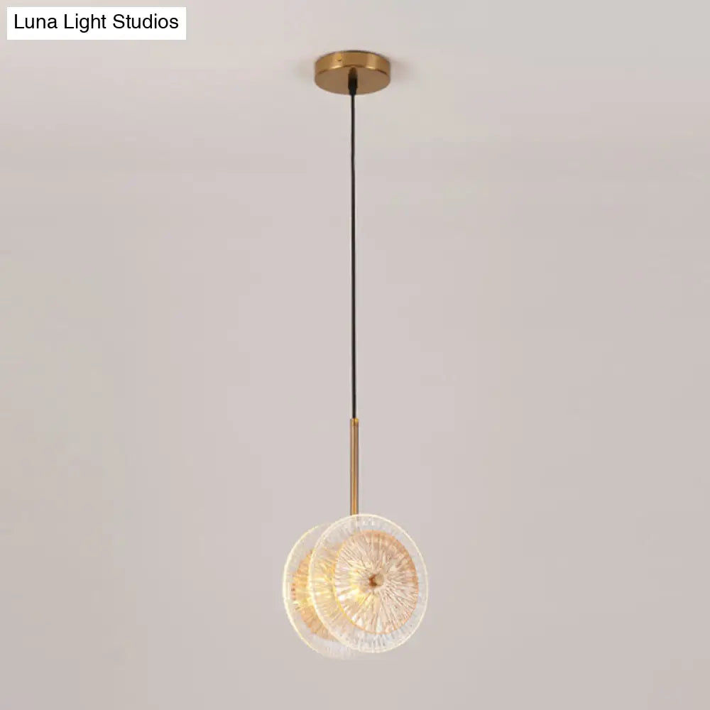 Simplicity Brass Plated Crystal Glass LED Pendant Light for Diners