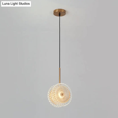 Simplicity Brass Plated Crystal Glass LED Pendant Light for Diners