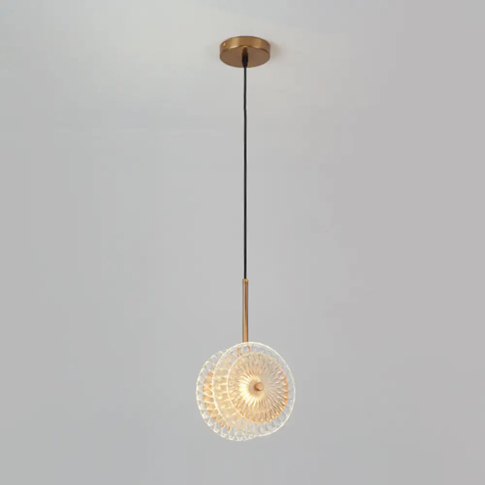 Simplicity Brass Plated Crystal Glass LED Pendant Light for Diners