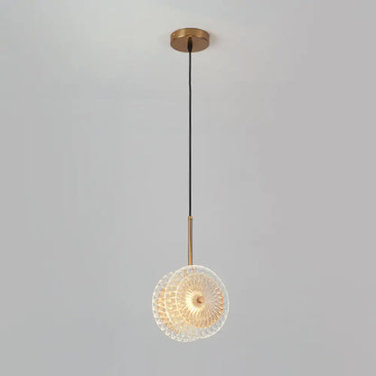 Simplicity Brass Plated Crystal Glass LED Pendant Light for Diners