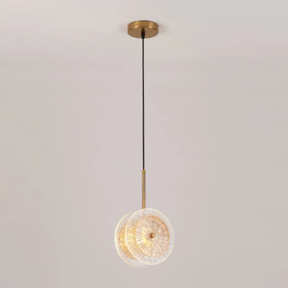 Simplicity Brass Plated Crystal Glass LED Pendant Light for Diners