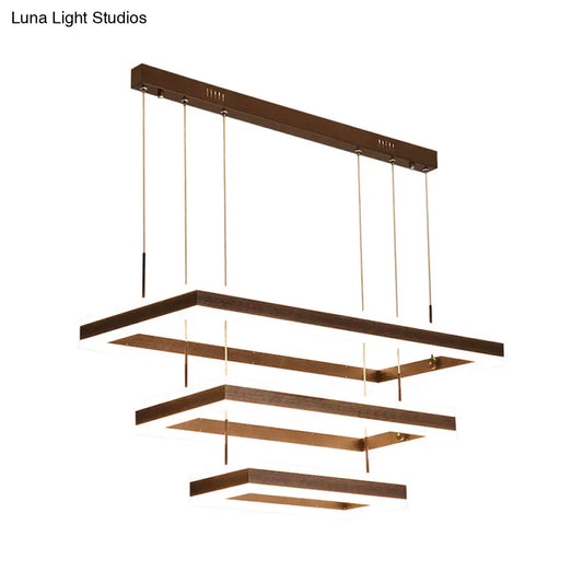 Simplicity Coffee LED Chandelier: Rectangular Acrylic Ceiling Lamp for Bedroom