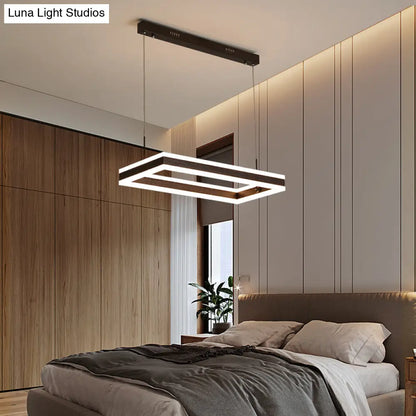 Simplicity Coffee LED Chandelier: Rectangular Acrylic Ceiling Lamp for Bedroom