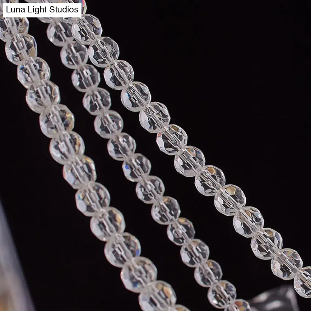 Simplicity Crystal Chandelier with Beaded Pendant - Brass Finish, 6/8 Heads - Ideal for Living Room - Panel Shade Included