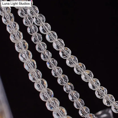 Simplicity Crystal Chandelier with Beaded Pendant - Brass Finish, 6/8 Heads - Ideal for Living Room - Panel Shade Included