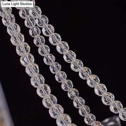 Simplicity Crystal Chandelier with Beaded Pendant - Brass Finish, 6/8 Heads - Ideal for Living Room - Panel Shade Included