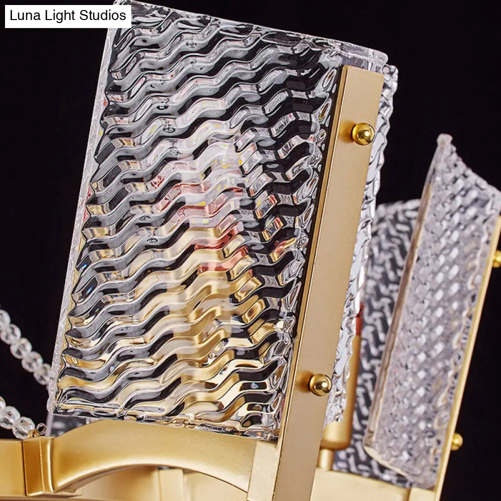 Simplicity Crystal Chandelier with Beaded Pendant - Brass Finish, 6/8 Heads - Ideal for Living Room - Panel Shade Included