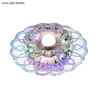 DecorBites™ DecorBites™ Simplicity Crystal Flower LED Flush Mount Ceiling Light with Clear Flush Mount for Entryway