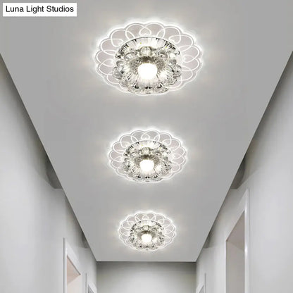 DecorBites™ DecorBites™ Simplicity Crystal Flower LED Flush Mount Ceiling Light with Clear Flush Mount for Entryway