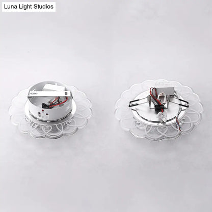 DecorBites™ DecorBites™ Simplicity Crystal Flower LED Flush Mount Ceiling Light with Clear Flush Mount for Entryway