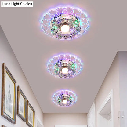 DecorBites™ DecorBites™ Simplicity Crystal Flower LED Flush Mount Ceiling Light with Clear Flush Mount for Entryway