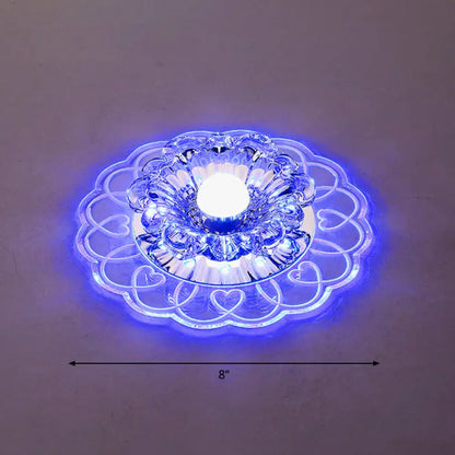 DecorBites™ DecorBites™ Simplicity Crystal Flower LED Flush Mount Ceiling Light with Clear Flush Mount for Entryway