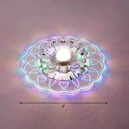 DecorBites™ DecorBites™ Simplicity Crystal Flower LED Flush Mount Ceiling Light with Clear Flush Mount for Entryway