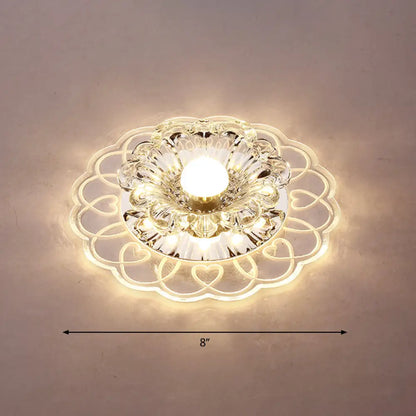 DecorBites™ DecorBites™ Simplicity Crystal Flower LED Flush Mount Ceiling Light with Clear Flush Mount for Entryway