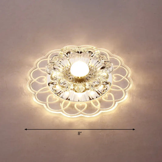 DecorBites™ DecorBites™ Simplicity Crystal Flower LED Flush Mount Ceiling Light with Clear Flush Mount for Entryway
