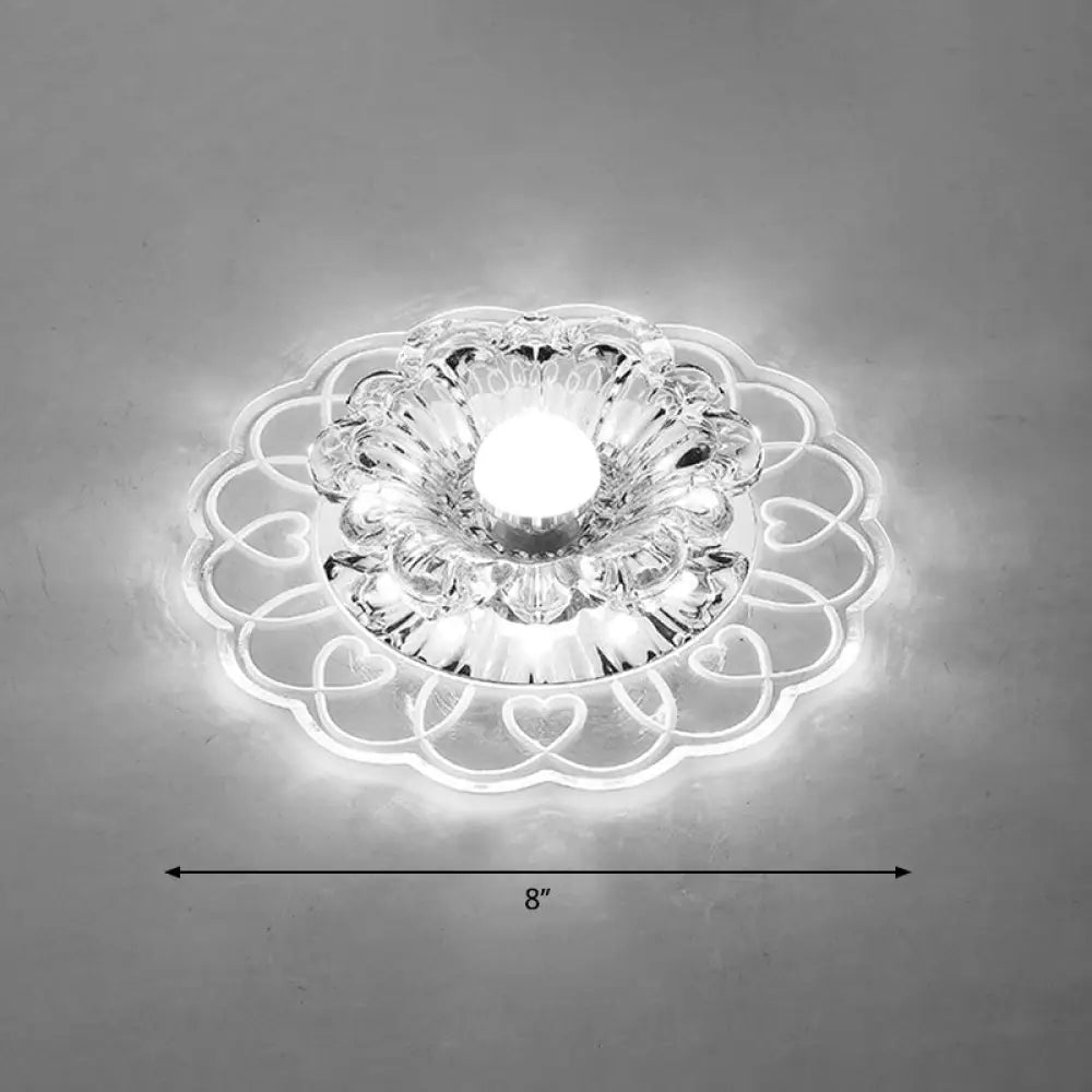 DecorBites™ DecorBites™ Simplicity Crystal Flower LED Flush Mount Ceiling Light with Clear Flush Mount for Entryway