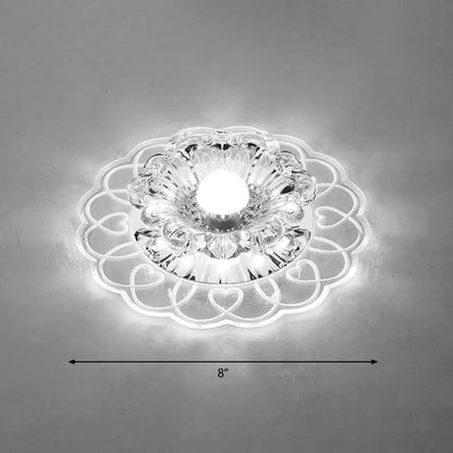 DecorBites™ DecorBites™ Simplicity Crystal Flower LED Flush Mount Ceiling Light with Clear Flush Mount for Entryway