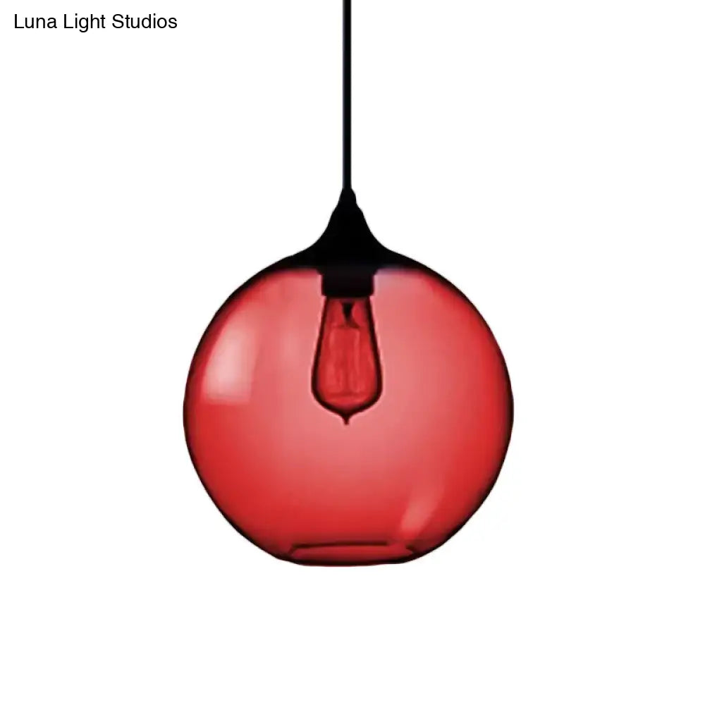 Simplicity Glass Globe Pendant Light - 1 Light, Red/Brown/Clear