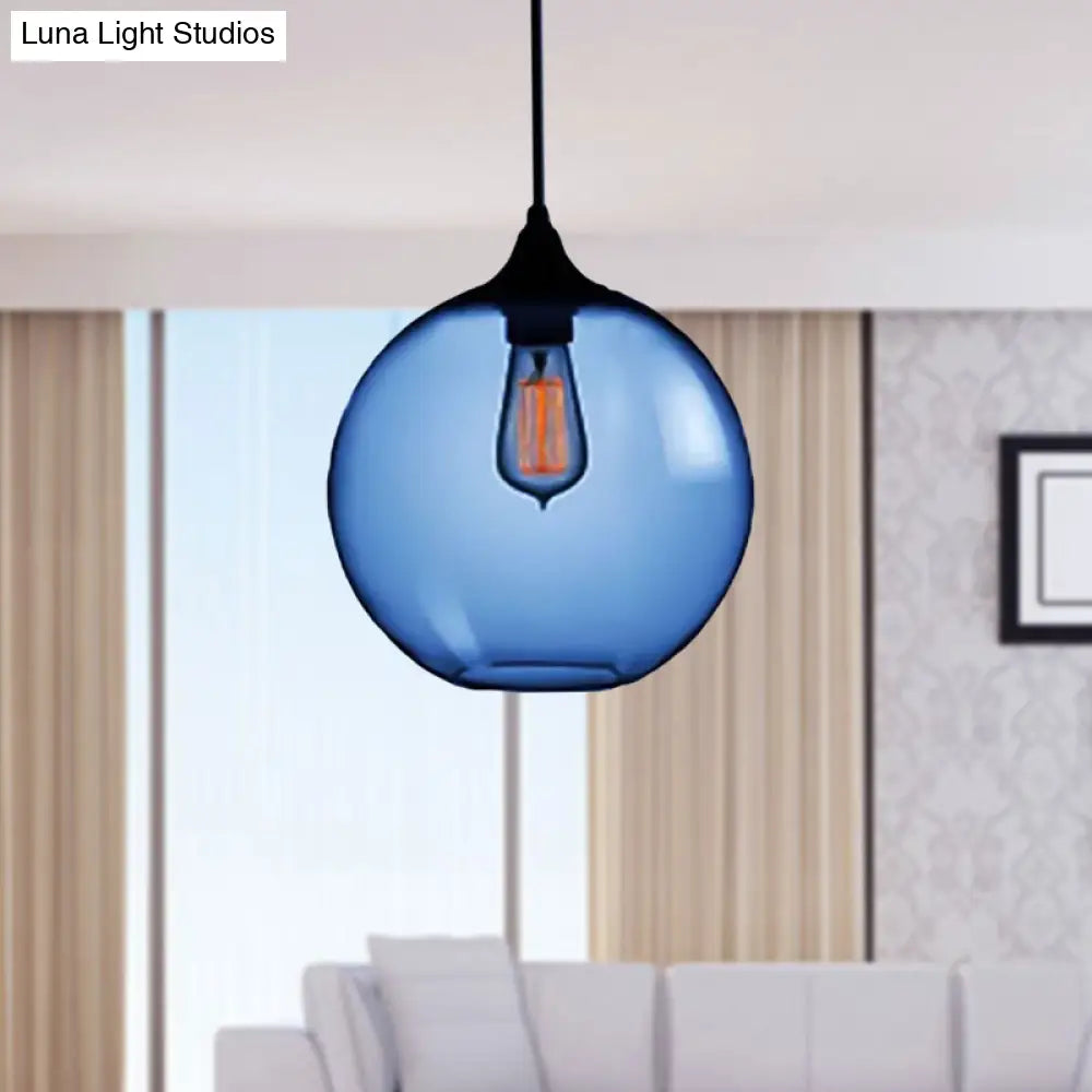 Simplicity Glass Globe Pendant Light - 1 Light, Red/Brown/Clear