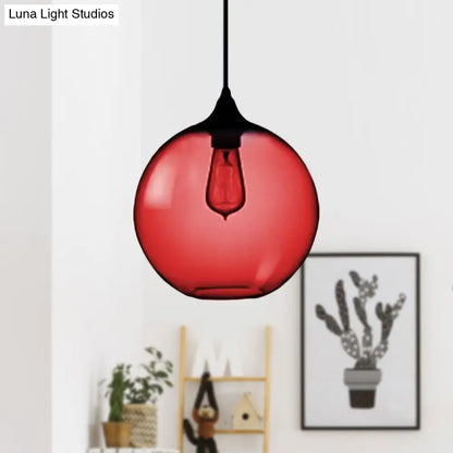 Simplicity Glass Globe Pendant Light - 1 Light, Red/Brown/Clear