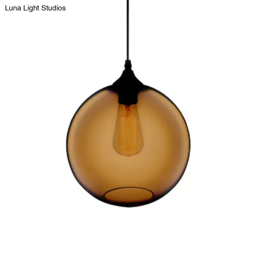 Simplicity Glass Globe Pendant Light - 1 Light, Red/Brown/Clear