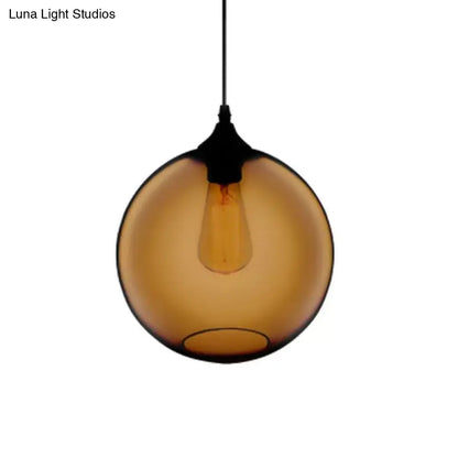 Simplicity Glass Globe Pendant Light - 1 Light, Red/Brown/Clear