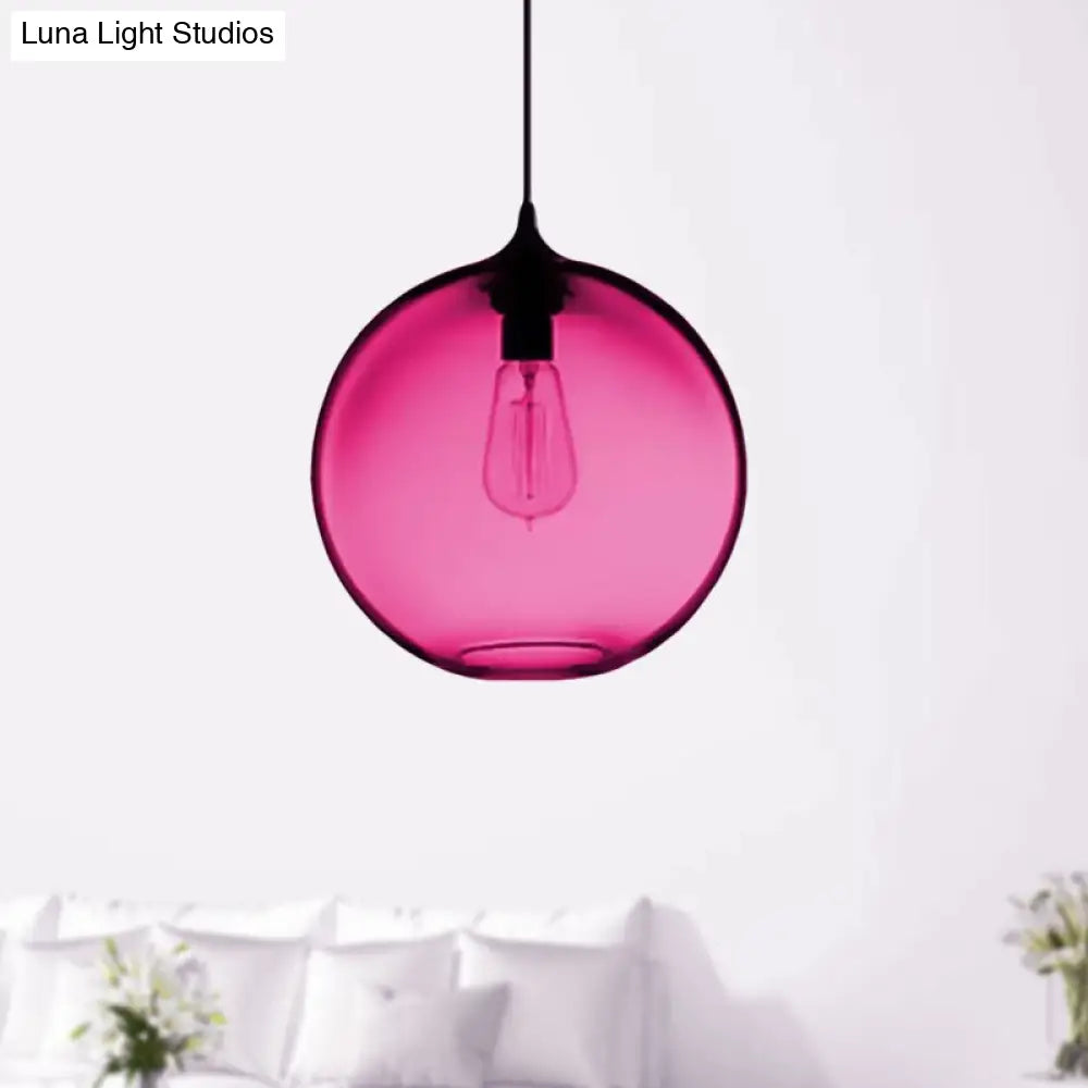 Simplicity Glass Globe Pendant Light - 1 Light, Red/Brown/Clear