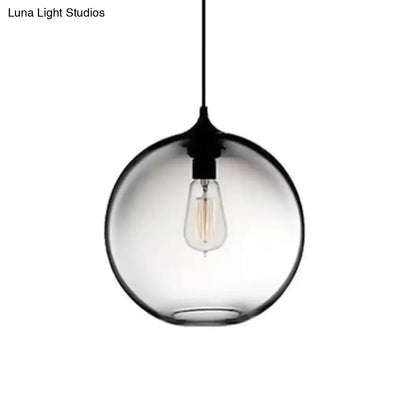 Simplicity Glass Globe Pendant Light - 1 Light, Red/Brown/Clear