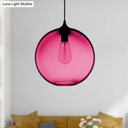 Simplicity Glass Globe Pendant Light - 1 Light, Red/Brown/Clear