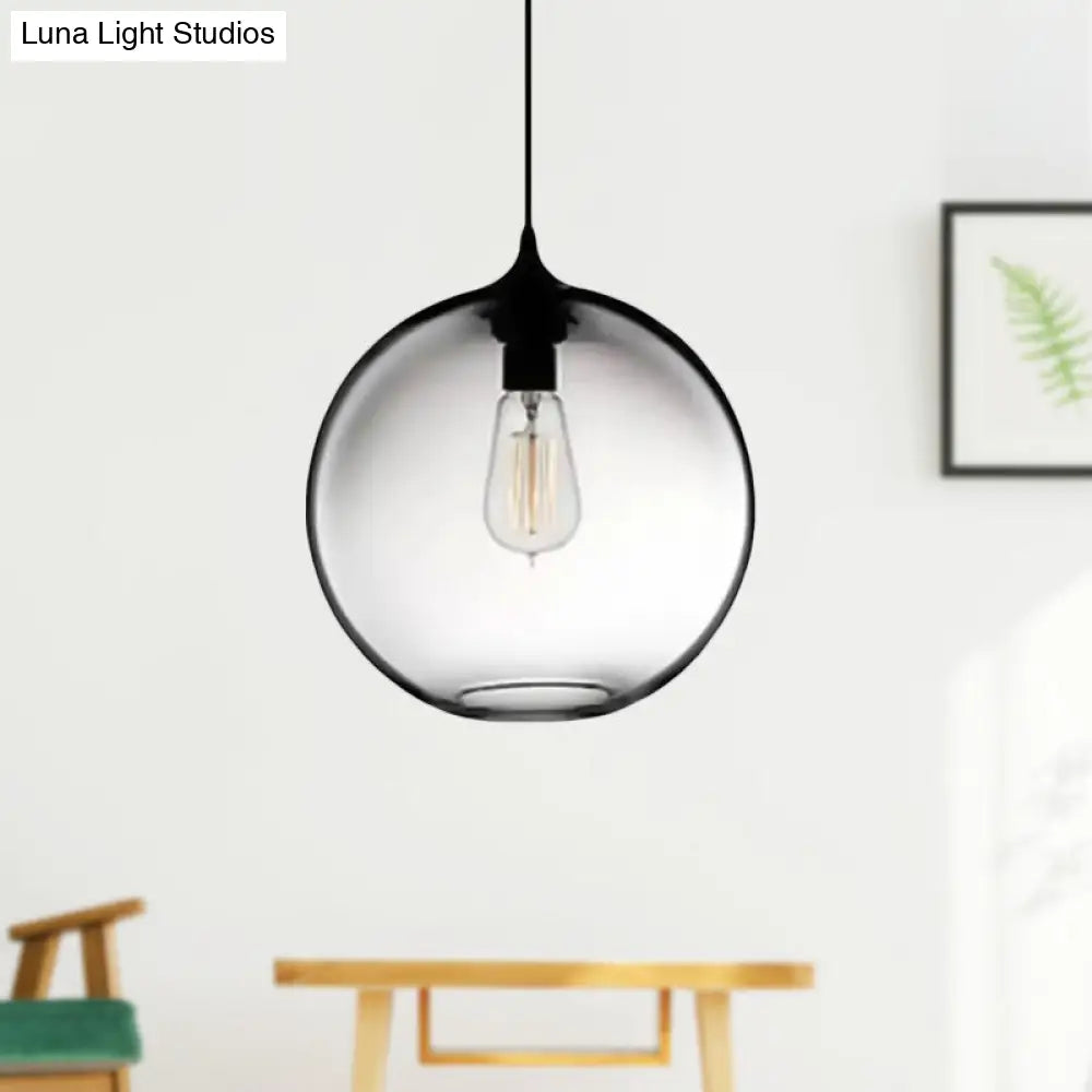 Simplicity Glass Globe Pendant Light - 1 Light, Red/Brown/Clear